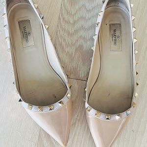 Valentino Rockstud Flats nude, size 38 (US size 8)
